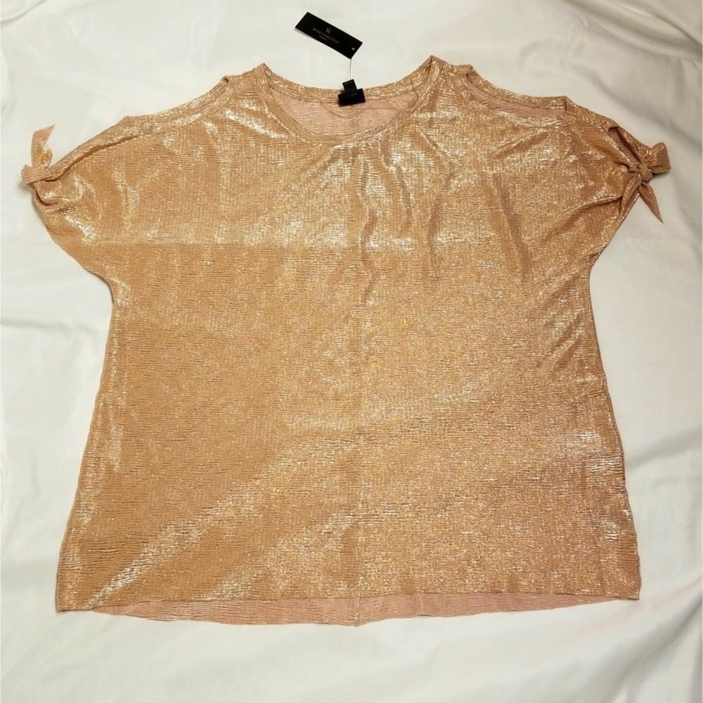 Worthington Rose Gold Cold Shoulder Top